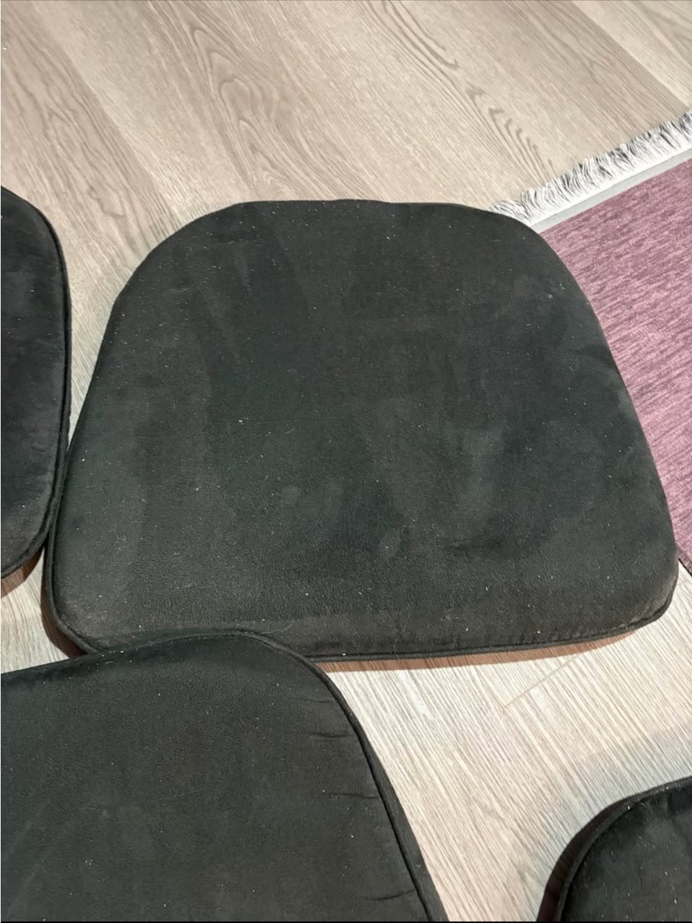 Black Chair Seat Cushions suede- Set of 5 - Picture 3 of 7